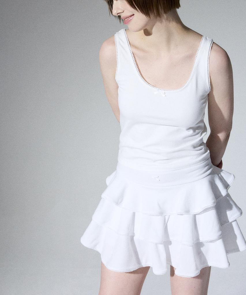 Aliena Picot Ribbed Cancan Skirt(Wh)