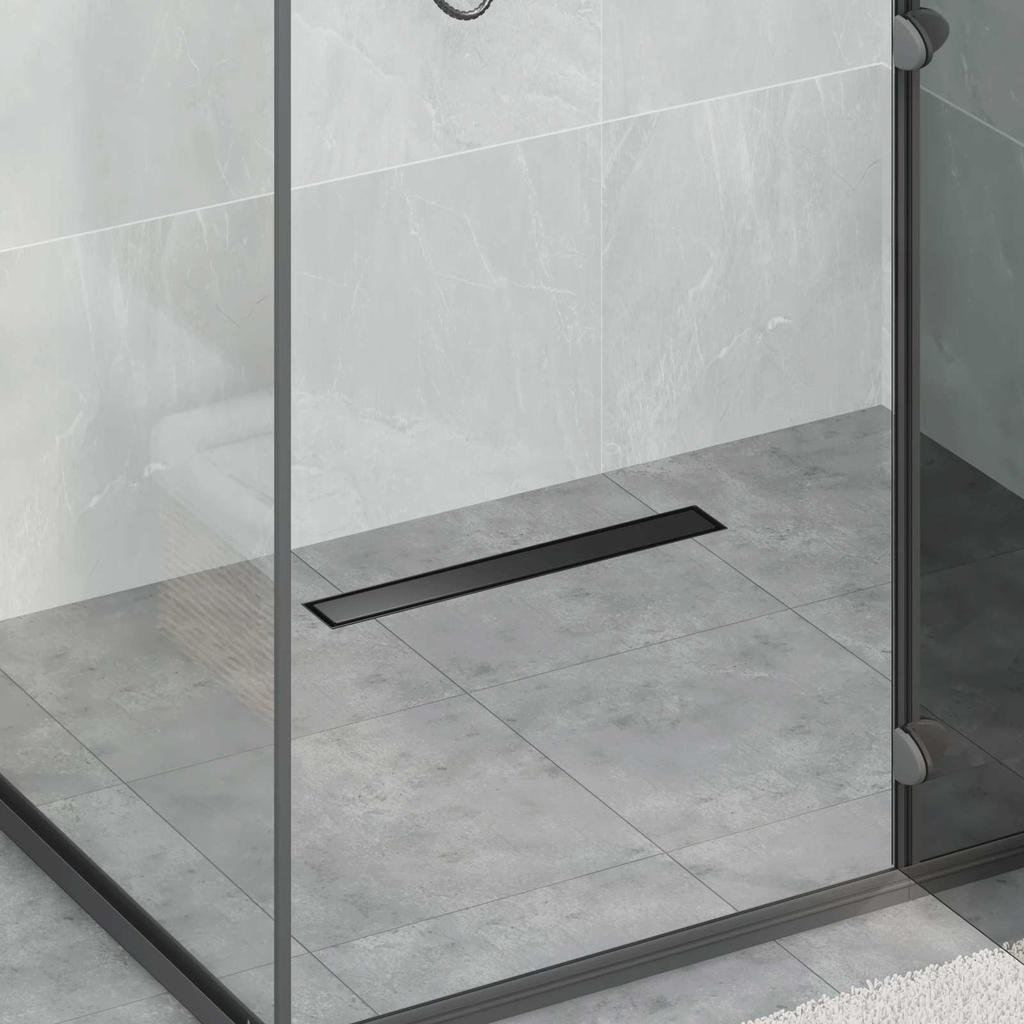 2 in 1 Shower Drain with 360 degrees Siphon Black 50 cm Stainless Steel 304