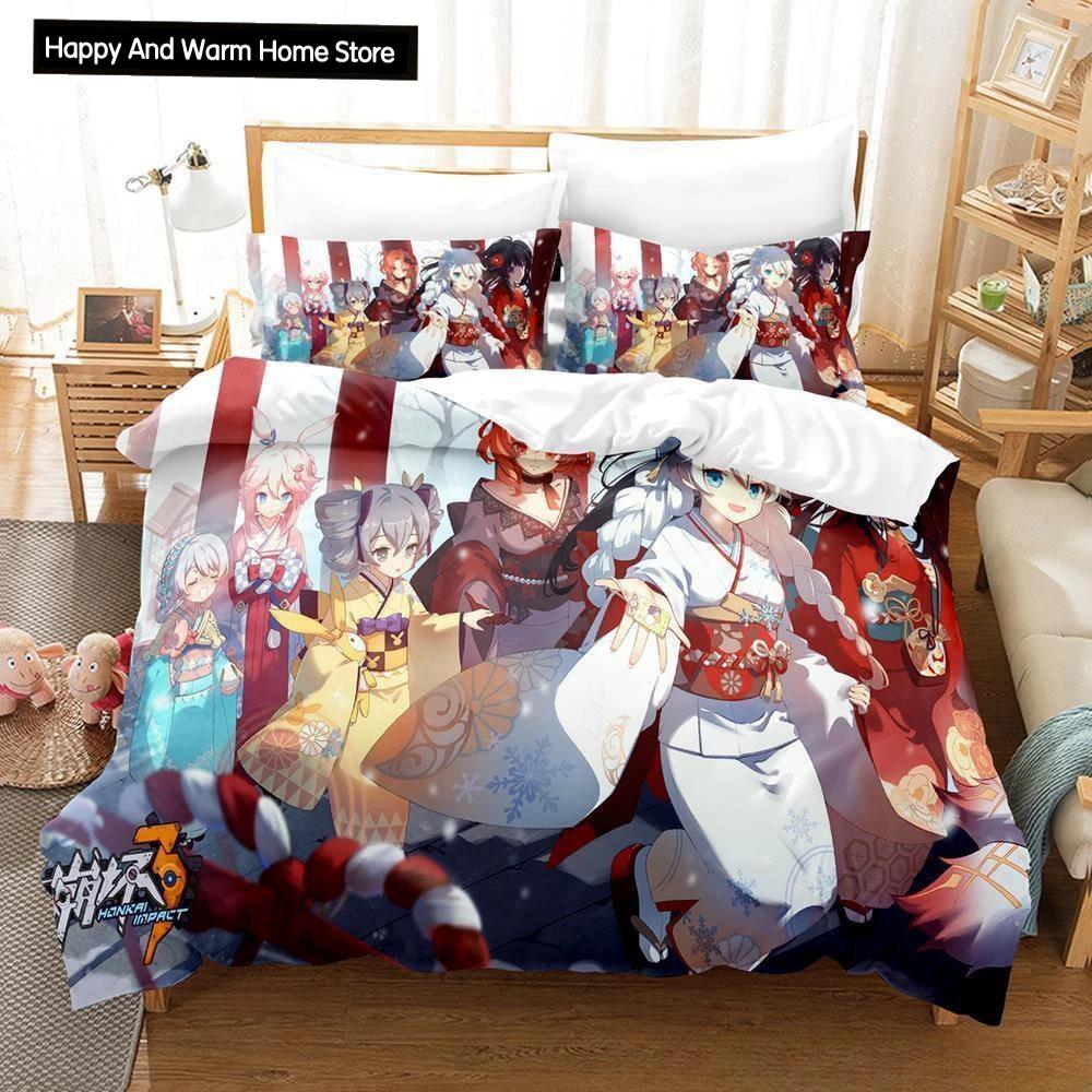 Honkai Impact 3 Bedding Set Anime Duvet Cover Single Twin Full Queen King Size for Adult Boy Bedroom