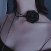 Кружевной воротник-чокер с цветком розы, женское темпераментное сексуальное черное кожаное вощеное волокно, цепочка для ключицы, праздничные украшения