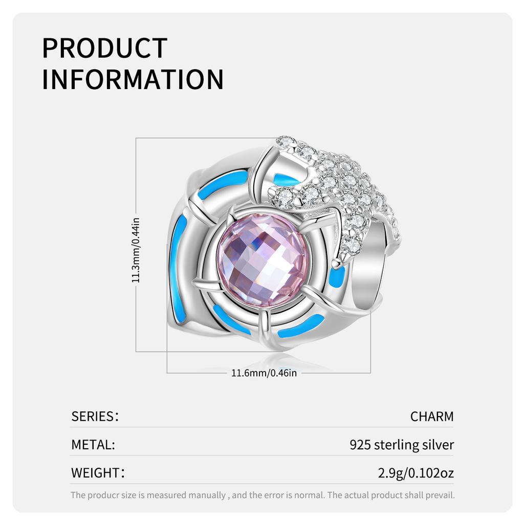 Прыгающие бусины в виде сердца дельфина в форме ракушки, подлинные бусины из стерлингового серебра 925 пробы с цирконием, женские ювелирные изделия, изысканные аксессуары