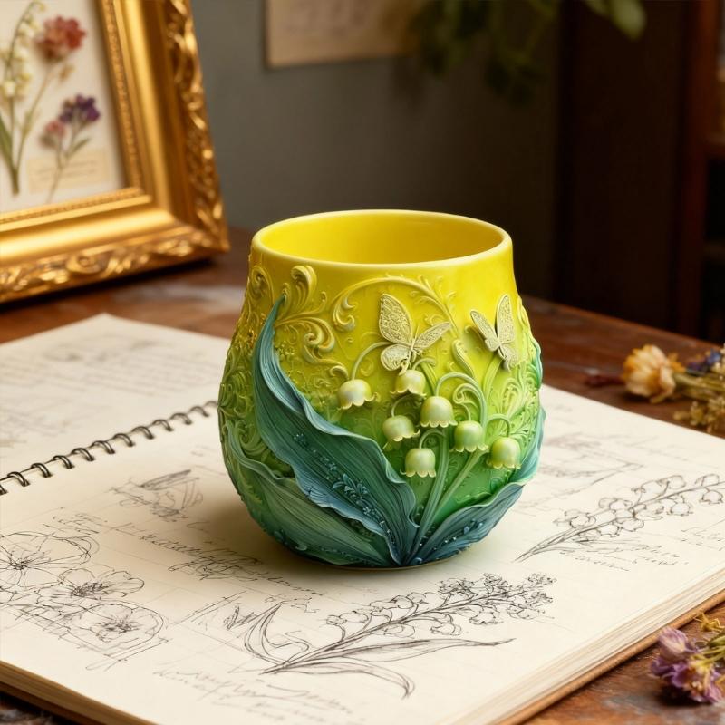 Гибкая силиконовая форма с цветочным узором и бабочками для ручного изготовления изделий из цемента, бетона, декоративных цветочных горшков и для создания изделий из смолы