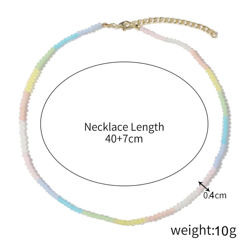 Necklace for Women Crystal Beaded Collarbone Chain Ins Simple Shell Necklace Female Colorful Natural Crystal Rice Bead Necklace