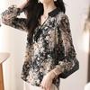 Elegant and Fashionable Floral Chiffon Shirt for Middle-aged Ladies In Spring