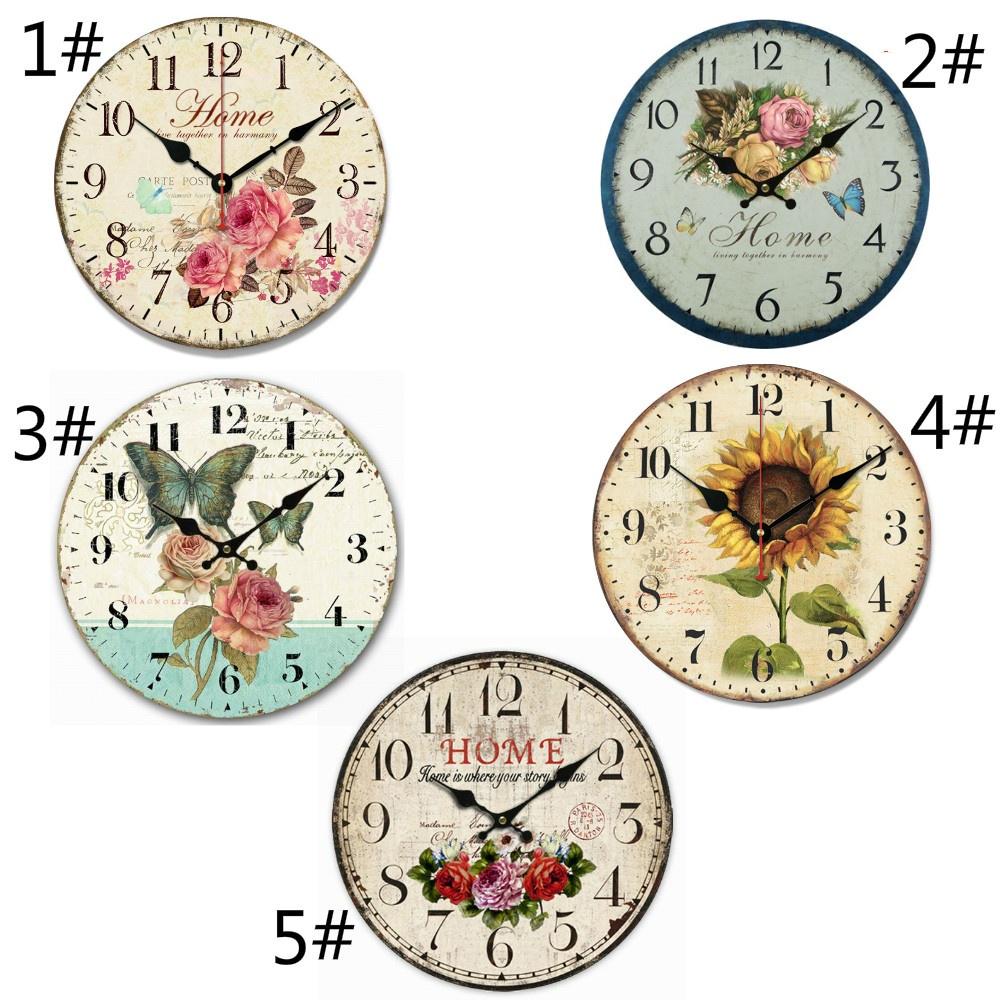 European Creative Fashion Modern Quartz Retro Simple Wooden Decorative Wall Clock