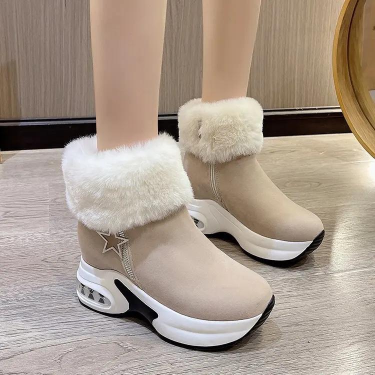 Модные зимние сапоги женские 2024, зимние корейские короткие ботинки-трубы Botas Mujer для отдыха Tênis, теплые утепленные хлопковые сапоги Zapatos Para Mujeres 43