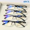 4Pcs Fashion Reading Glasses Classic Design With Pc Material Unisex Fit Comfortable Reading Experience For Adult +1.0 To +4.0