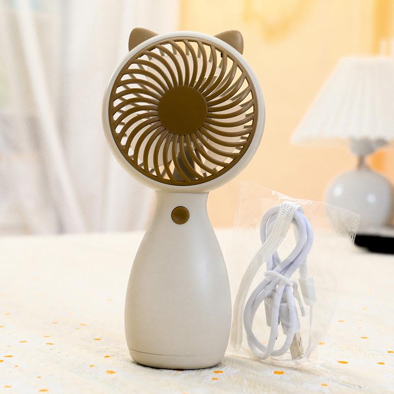 Мини Портативный Ручной Вентилятор с Кошачьими Ушками, Перезаряжаемый через USB, с Тремя Регулируемыми Режимами Сильного Ветра