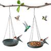 Hanging Bird Feeder Adjustable Chain Hanging Parrot Feeder Small Birds Food Tray For Patio Balcony Tree Outside Bird Supplies