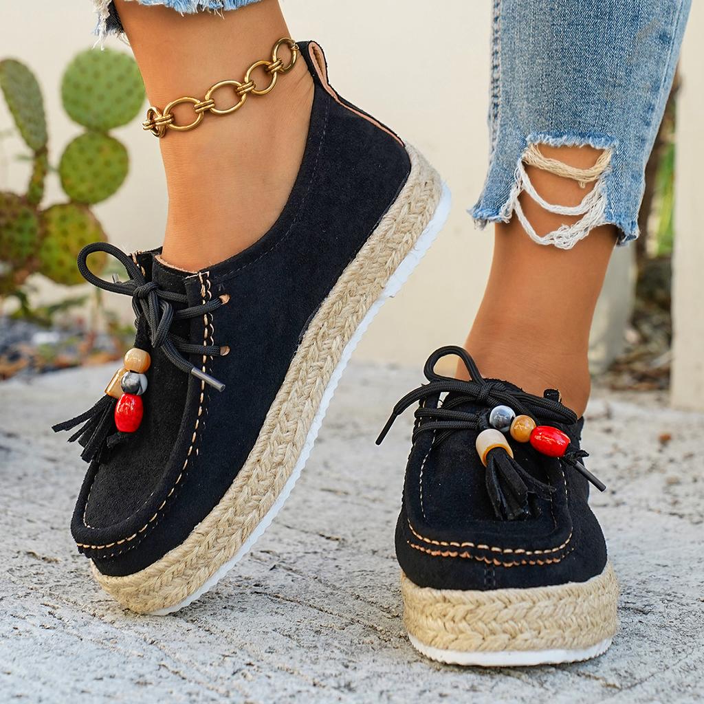 Fashion 2025 Women Sneakers Slip-On Soft Style Flats Lace Up Casual Comfortable Shoes Autumn Anti-slip Grass Weaving Women Shoes