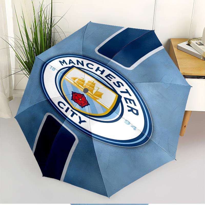 Manchester Football FC Print Automatic Open Close Umbrella, Portable Foldable Umbrella, for Outdoor Commute Camping Trip, Ideal Birthday Gift