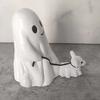 Halloween Ghost Walking Dog Statue Spooky Garland Ghost Walking Puppy Figurine Resin Sculpture Indoor Outdoor Desktop Decoration Ornament