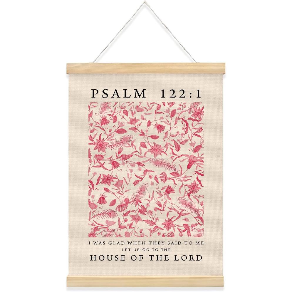QROZIAR Christian Bible Verse Wall Decor Canvas Posters, God Is Within Her Wall Decor with Wooden Frames, Christian Gifts for Women, Coquette Pink