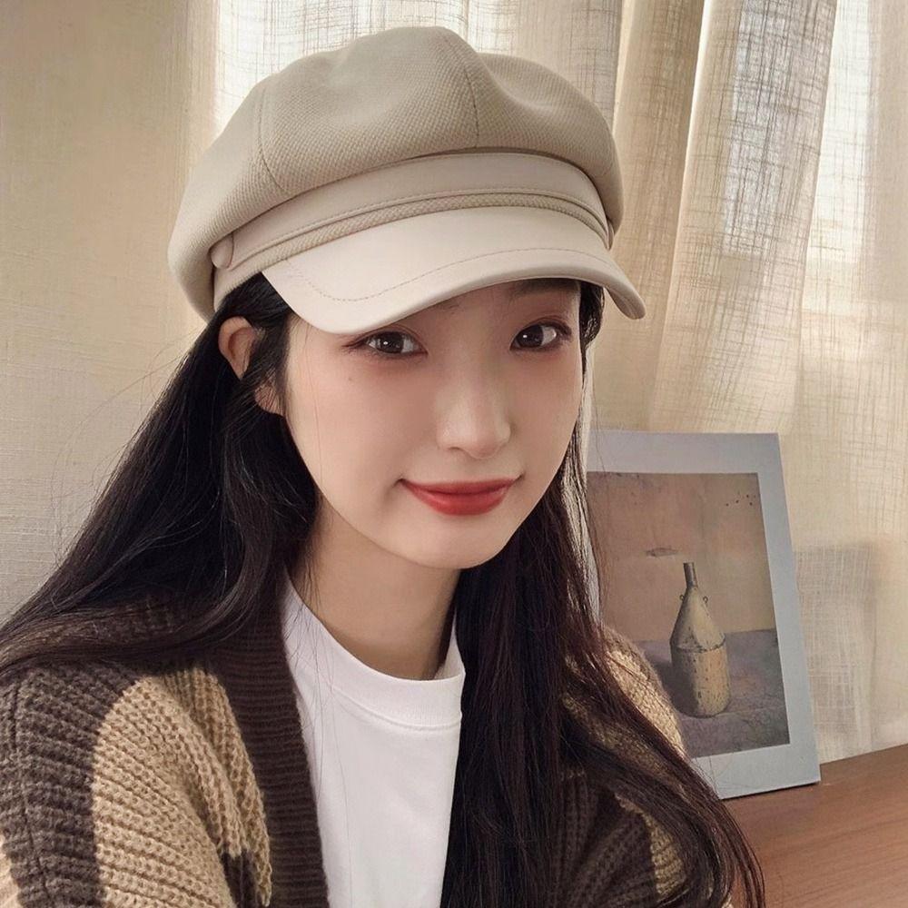 Cotton Painter Octagonal Cap Breathable Newsboy Hats Adjustable Beret Hat for Women