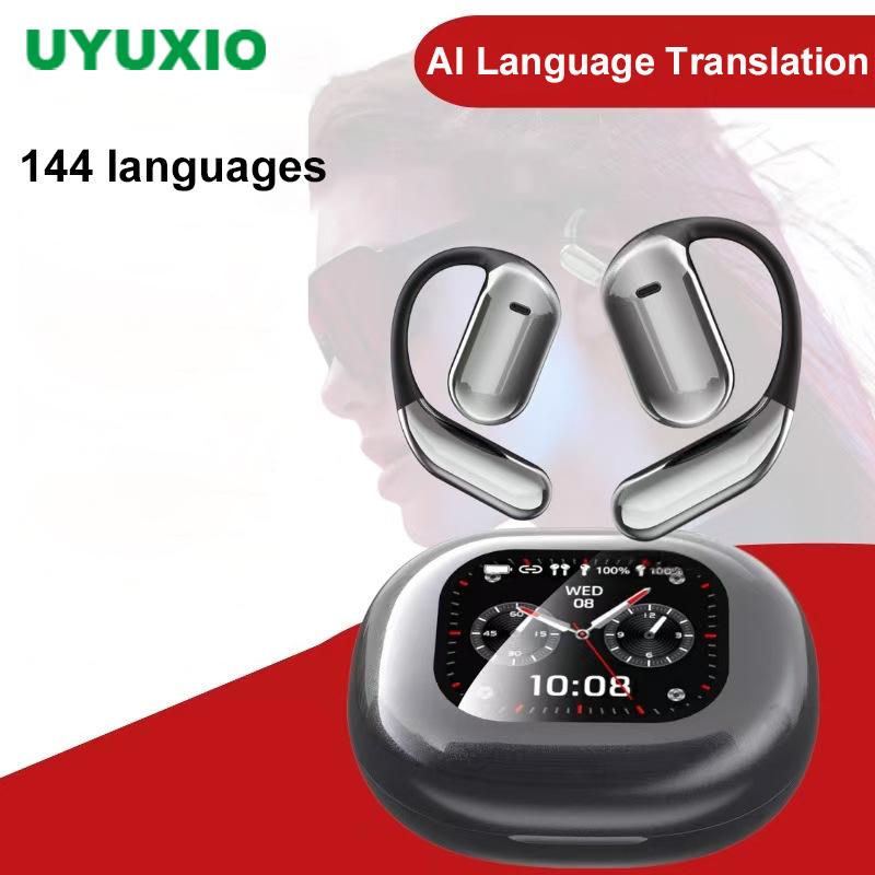 UYUXIO AI Language Translation OWS Earphone with 144 Online Languages Real Time Translation Wireless Earbuds for Travel Business