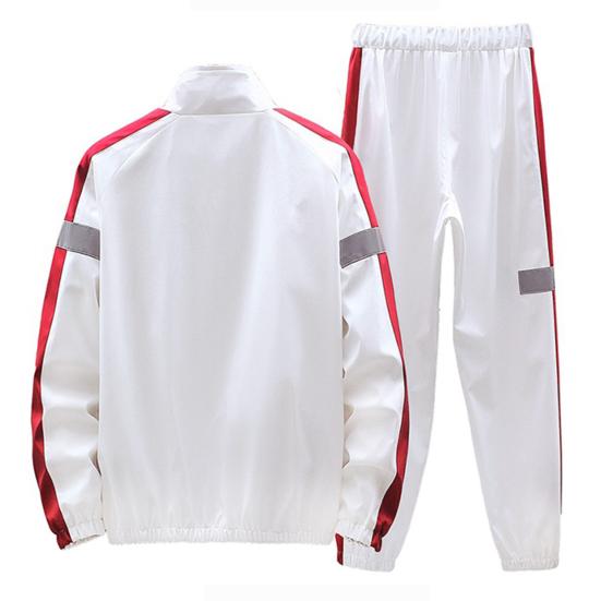 2Pcs/Set Men Sportswear Set Patchwork Color Stand Collar Long Sleeve Zipper Placket Jacket