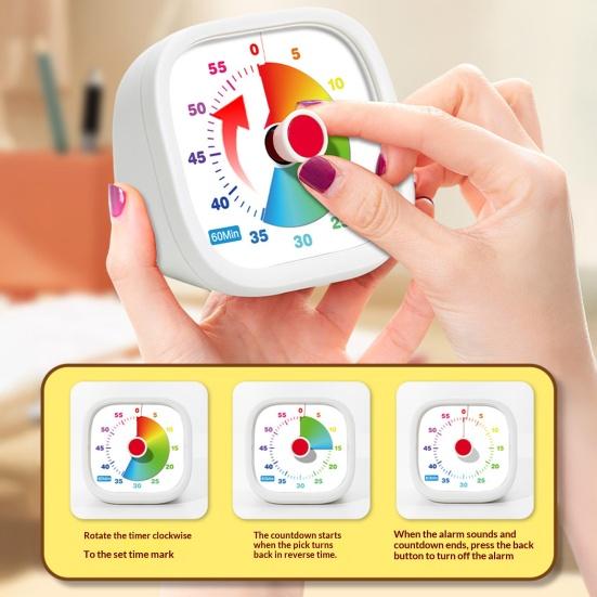 Visual Timer for Kids 60 Timer Silent Countdown Minute Pomodoro Timer Clock Rainbow Color Desk Time