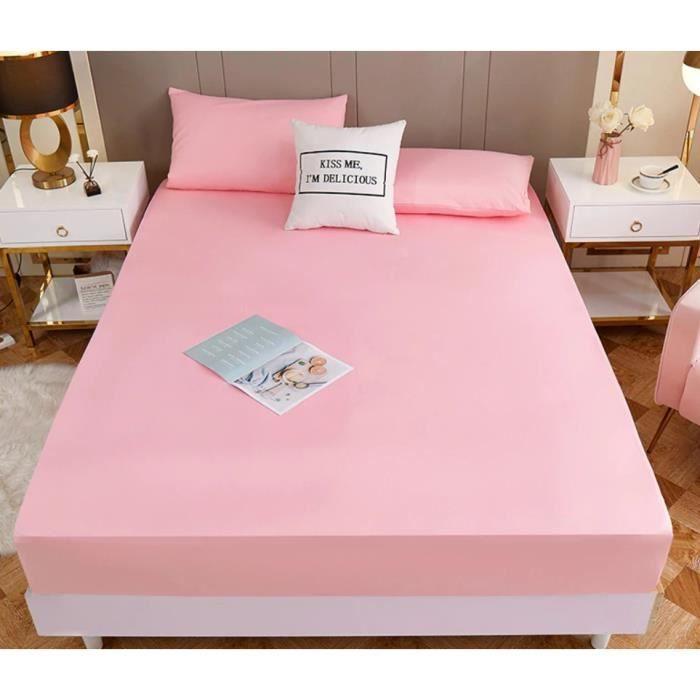 Drap housse - Home Déco - 90x190 cm - 100% coton - Rose - Tissage serré