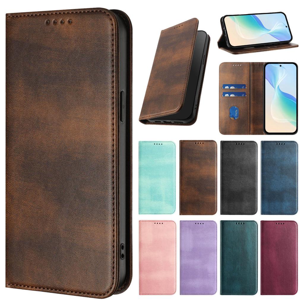 For TCL 505 503 502 501 408 406 405 403 306 305 303E 303 201 Luxury Retro Leather Magnetic 2 Visa Cards Holder Wallet Flip Cover