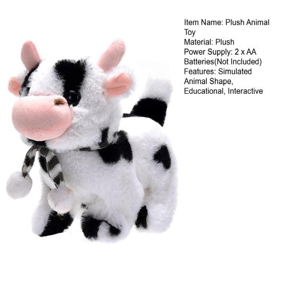 Детская электрическая плюшевая игрушка в виде животного, ходящая, виляющая хвостом, интерактивный слон, овца, корова, панда, плюшевая игрушка, развивающая игрушка-симулятор животного для малышей