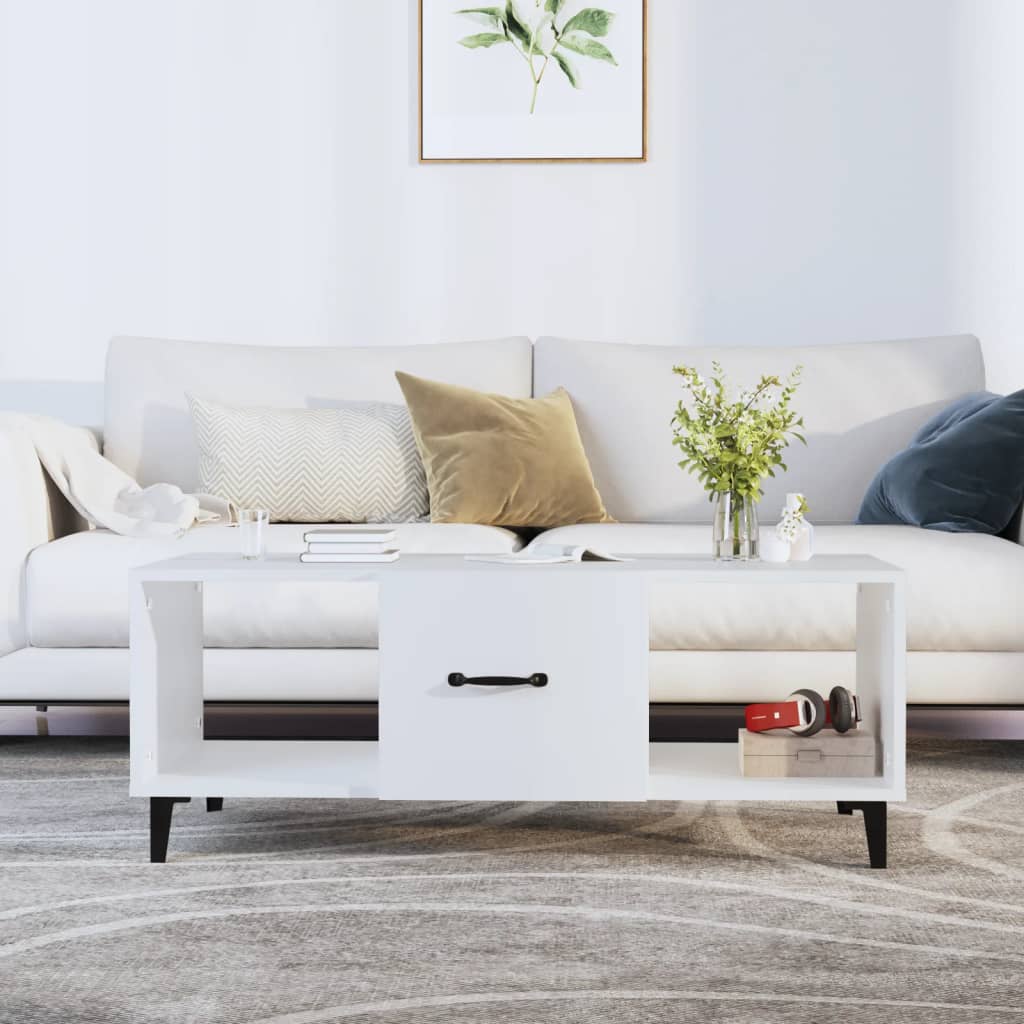 White Coffee Table 102 x 50 x 40 cm Engineered Wood
