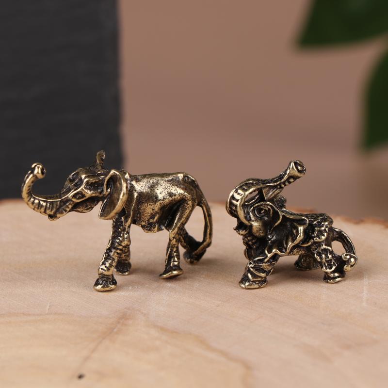 1 шт. Гостиная Офис Металлические Животные Поделки Ретро Латунь Благоприятный Слон Украшение Сделай Сам