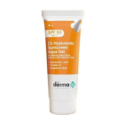 The Derma Co 1% гиалуроновый солнцезащитный крем SPF 50 Aqua Gel, PA++++, легкий, без белого оттенка, для широкого спектра действия - 30 г