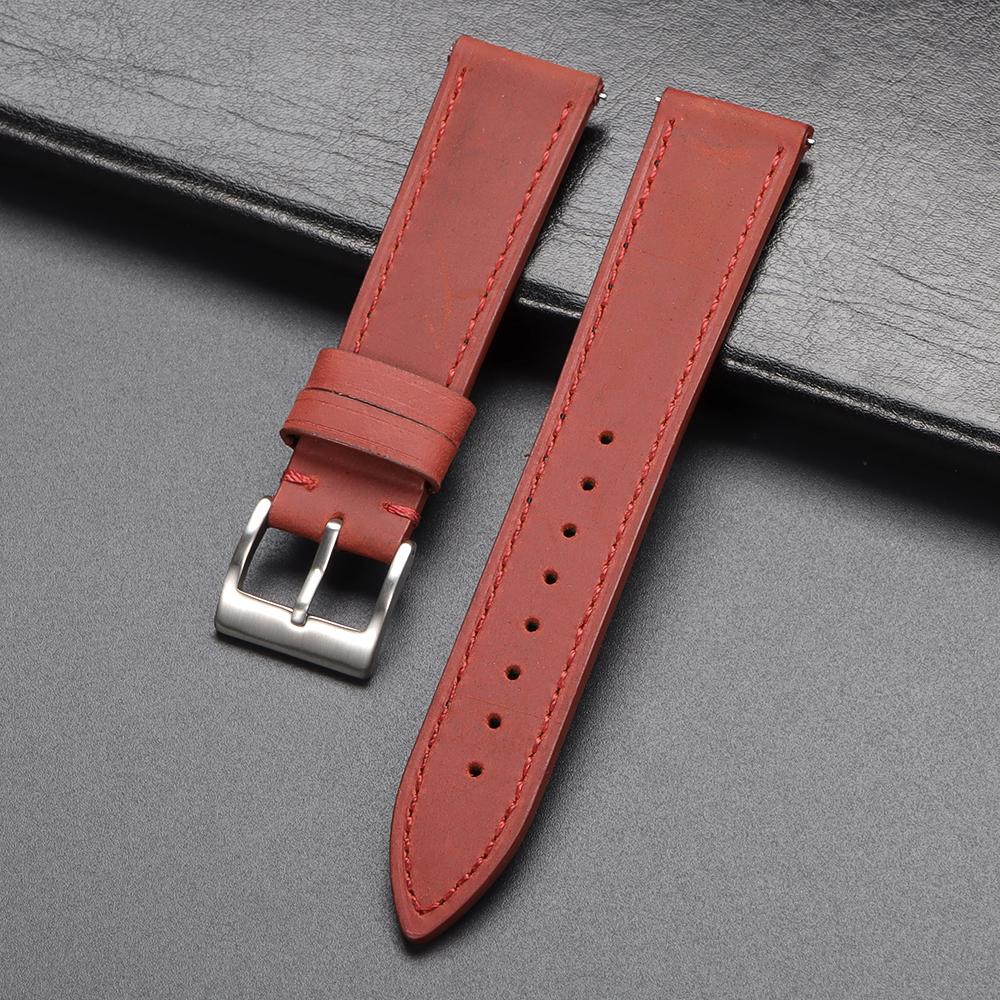 Vintage Genuine Leather Strap Universal Soft Quick Release Retro Crazy Horse Cowhide Watchband 18/19/20/21/22/24mm Men Wristband