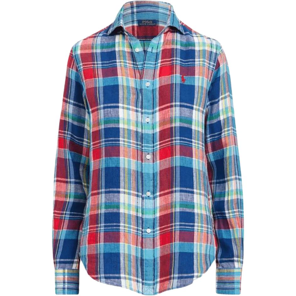 Polo Ralph Lauren SS23 Рубашка в стиле Color Block в полоску Однобортная Женские рубашки Синий 211867455-005