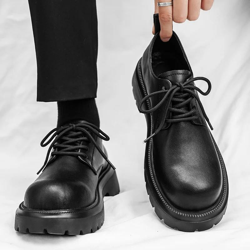 Fashion Non-Slip Men Casual Shoes All-match Men Coiffeur Footwear Luxury Brand Thick Bottom Male Dress Shoes Lace-Up Men Shoes Wedding