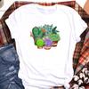 Lady T Shirt Cactus Sun Flower Plant Print Tshirt Ladies Short Sleeve Tee Shirt Tops Clothes Graphic T-Shirt