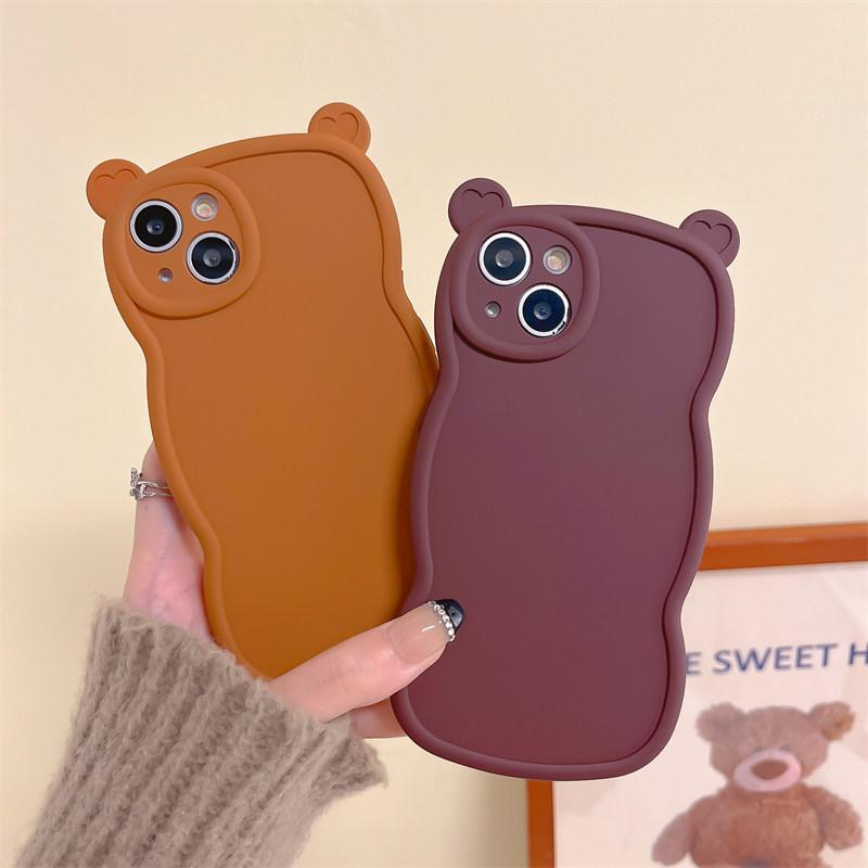 Твердый чехол с милыми медвежьими ушками для iPhone 14 13 12 11 Pro Max 14 Plus XS Max XR, противоударный защитный чехол