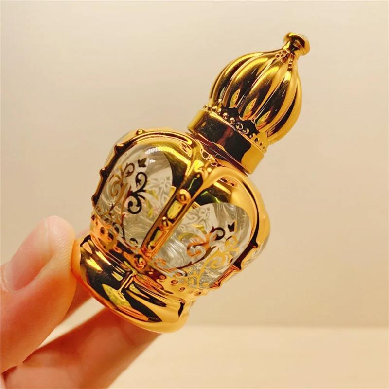 15ml Random Patterns Luxury Golden Essential Oil Roller Bottle Refillable Perfume Bottle Glass Roll-On Essential Oil Bottle Cosmetics Container