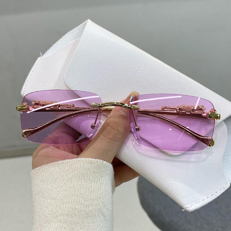 Retro Leopard Head Metal Sunglasses Frameless Sun Glasses Men's And Women's Small Frame Classic Glasses UV400 Eyeglasses
