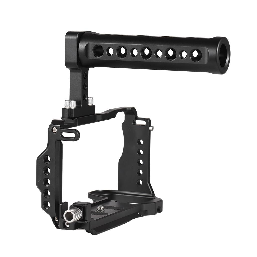 Andoer Camera Cage + Top Handle Kit Aluminum Alloy Camera Video Cage with Magnetic Wrench Slot Cold Shoe Mount Arca