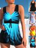 Новый летний женский купальник-танкини и шорты с принтом синего ореола, двухсекционный купальник на шнуровке, сексуальный пляжный комплект S-6XL