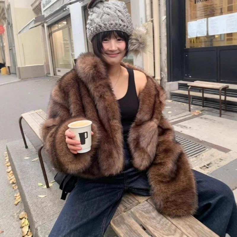 Осенне-зимняя новая куртка из искусственного меха женская короткая с воротником-стойкой крашеная куртка из меха лисы с острым ворсом экологичный меховой топ