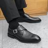 Fashion Black Brown Monk Strap Loafers For Men Trend New Pointed Leather Shoes Male Designer Formal Wedding Dress Homecoming Footwear