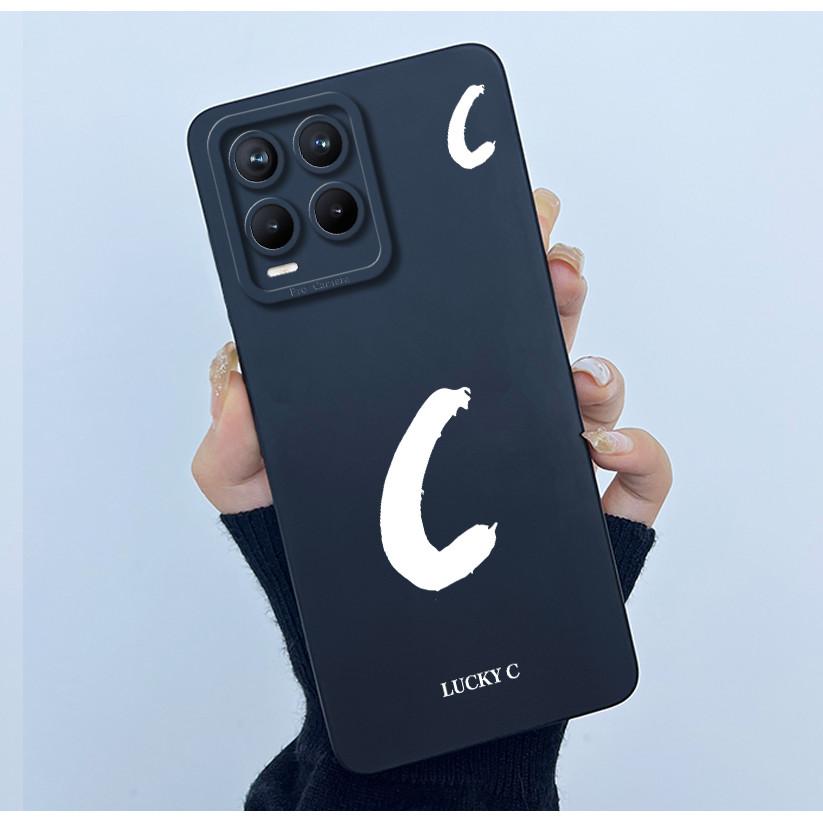 For Realme 8 8Pro Case Lucky Initial Letter Silicone Soft Matte Phone Cover for Realme8 8 Pro 4G RMX3081 RMX3085 Bumper Casing