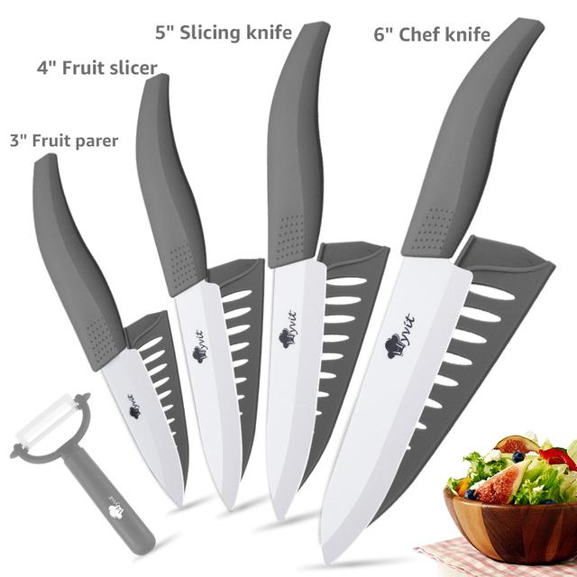 Ceramic Knives Kitchen Knives 3 4 5 6 Inch Chef Knife Cook Set+peeler White Zirconia Blade