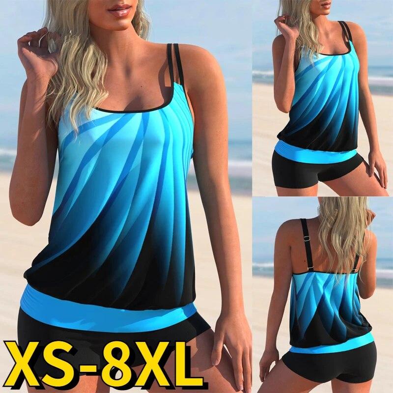 2024 Summer Women Two Pieces Set Tankini New Design Printing Swimwear Bathing Suit Beachwear Fashion Swimsuit Monokini S-8XL