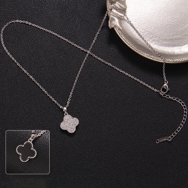 Новое двухстороннее ожерелье с четырьмя листьями травы, женские украшения из титановой стали