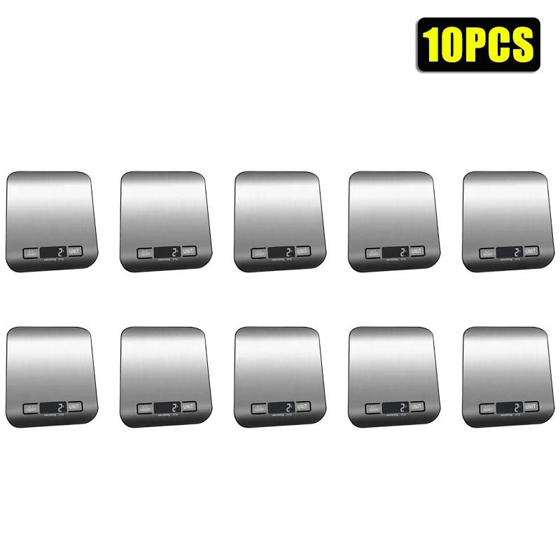 10 шт. перезаряжаемые кухонные весы ювелирные весы электронные весы из нержавеющей стали домашняя кухня электронные весы грамм 5 кг