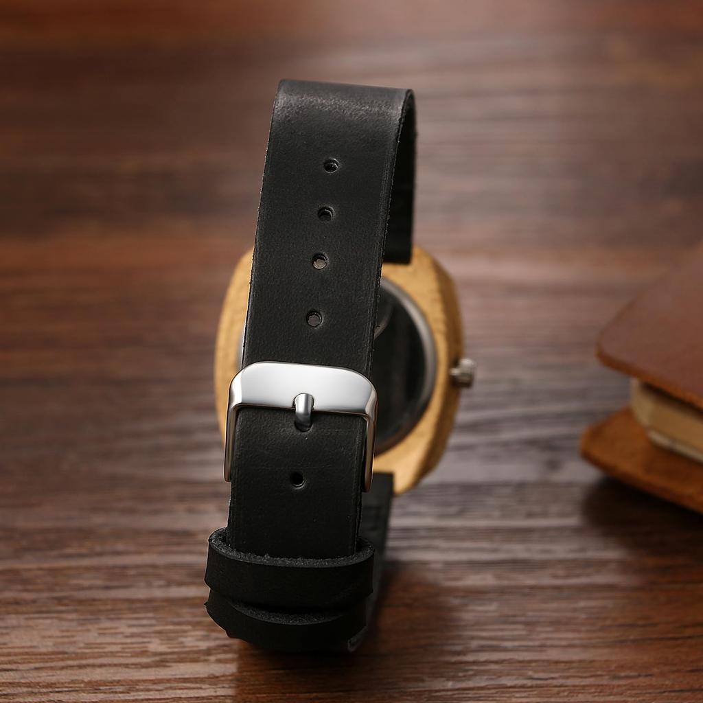 Antique Wooden Watch for Women with Leather Strap: Analog Waterproof Bohemian Accessory - Valentine's Day or Christmas Gift