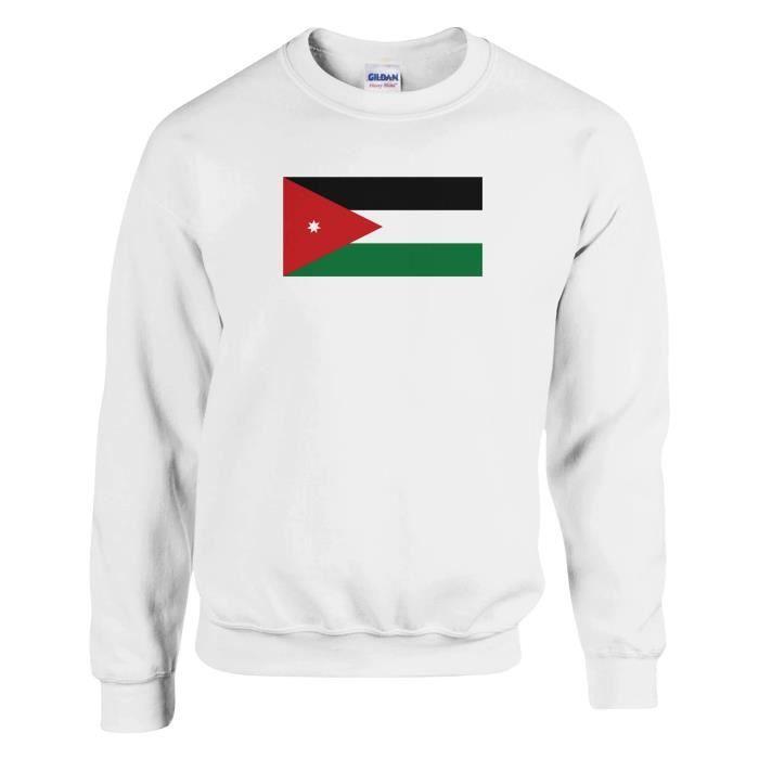 Толстовка - PIXELFORMA - Drapeau de la Jordanie - Blanc - Manches longues - Mixte