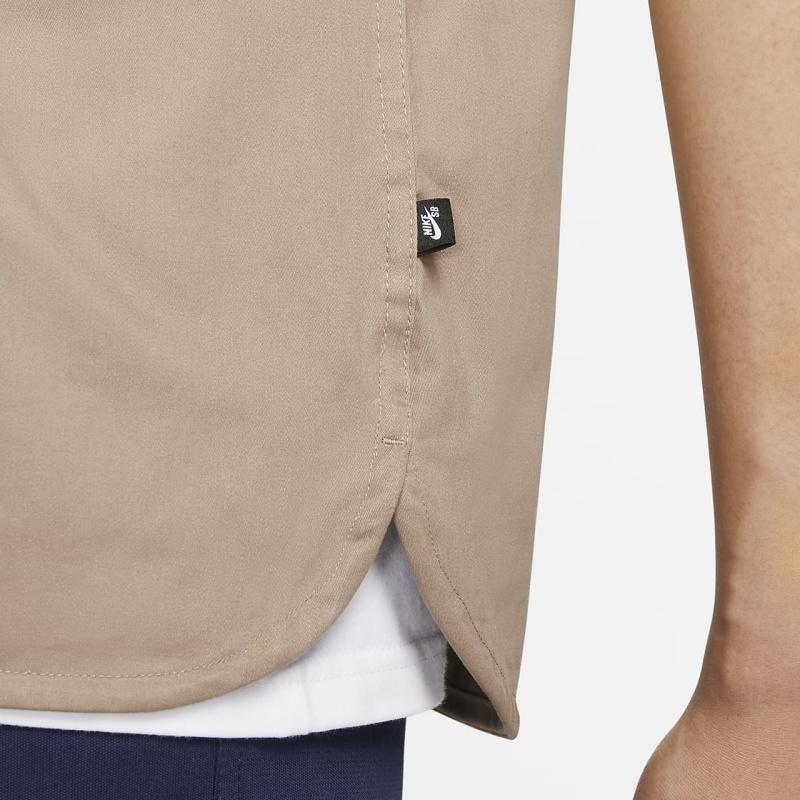 Nike Sb Tanglin однотонная тканая рубашка для скейтбординга с короткими рукавами, топы унисекс, цвета хаки, FQ0400-247