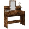 Makeup Vanity with LED Lighting Smoked Oak Finish 100 x 40 x 130 cm