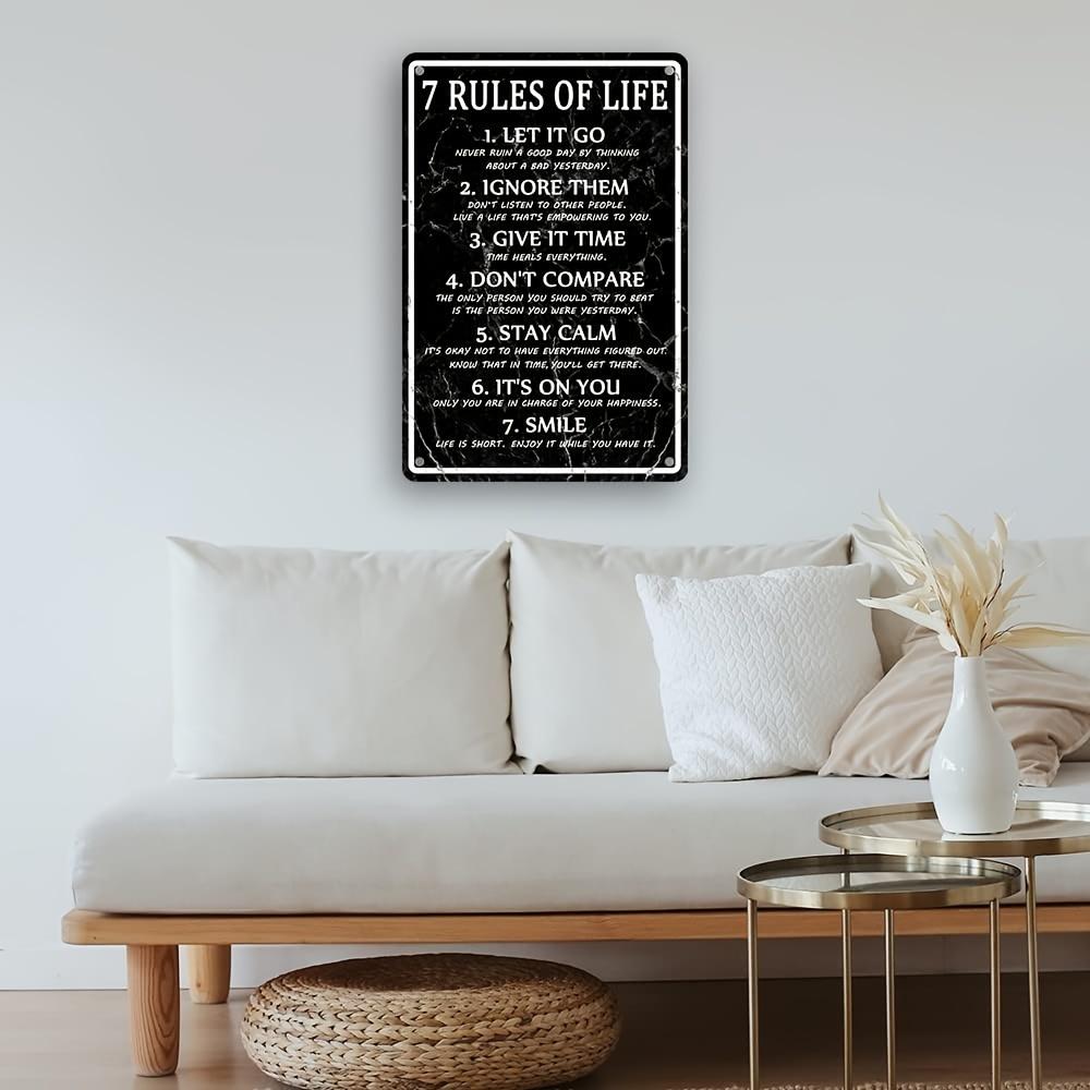 Mens Wall Mounted Metal Tin Sign 7 Rules of Life Wall Painting Motivational Poster Reading Sign Inspirational Poster Classroom