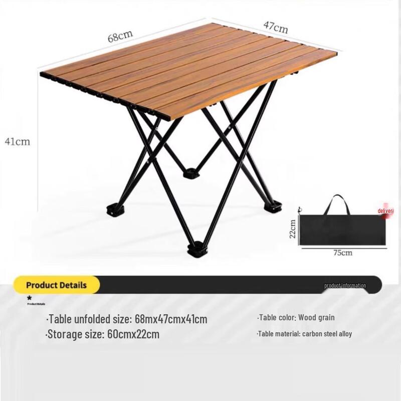 Kingback Aluminum Portable Outdoor Roll-Up Camping Table