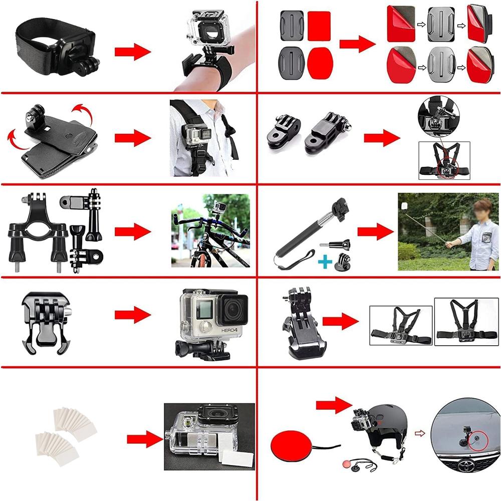 60-in-1 Action Camera Accessories Kit For GoPro Hero 12 11 10 9 8 7 6 5 4 Insta360 X2 X3 DJI Osmo Action 1 2 3 4 Action Cameras